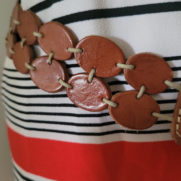 Calvin Klein Brown Leather fringe boho tie belt - Picture 3 of 8